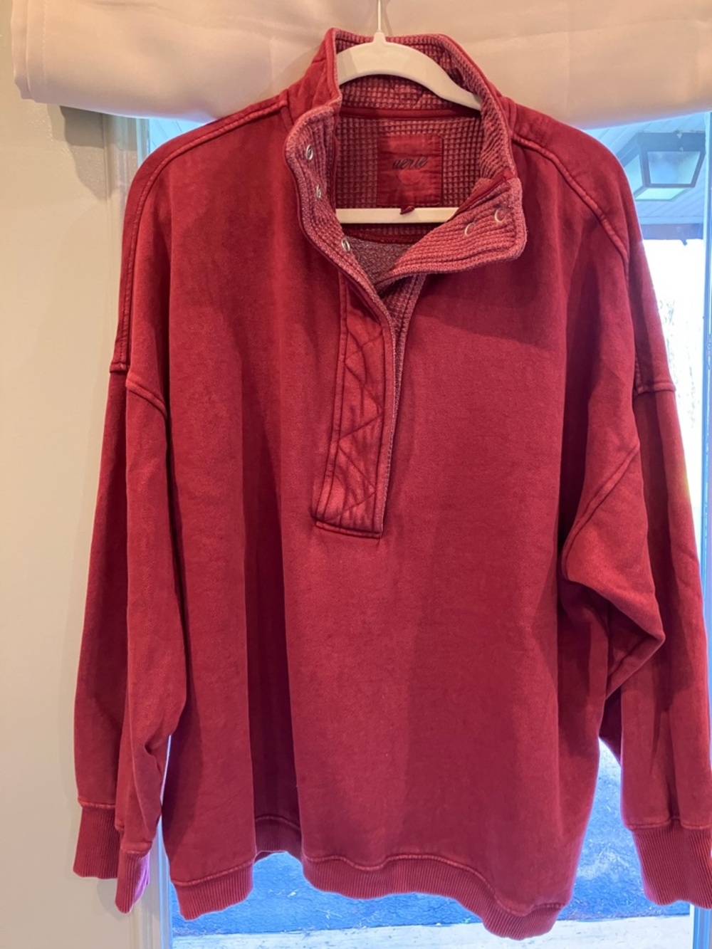 aerie cranberry Waffle Quarter-Snap Pullover